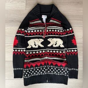 Hudson’s Bay CANADA 2010 Olympic cardigan sweater WOOL black red polar bears
